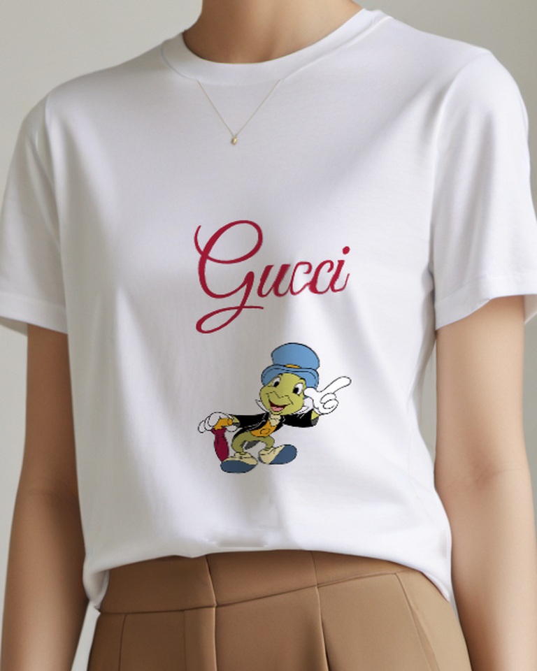 Light Gray Jiminy Cricket Points Forward Graphic T-Shirt - model wearing view