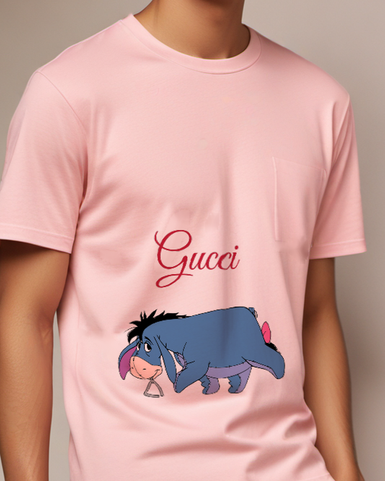 Blush Pink Eeyore With Hoof Stirrup Graphic T-Shirt - model wearing view