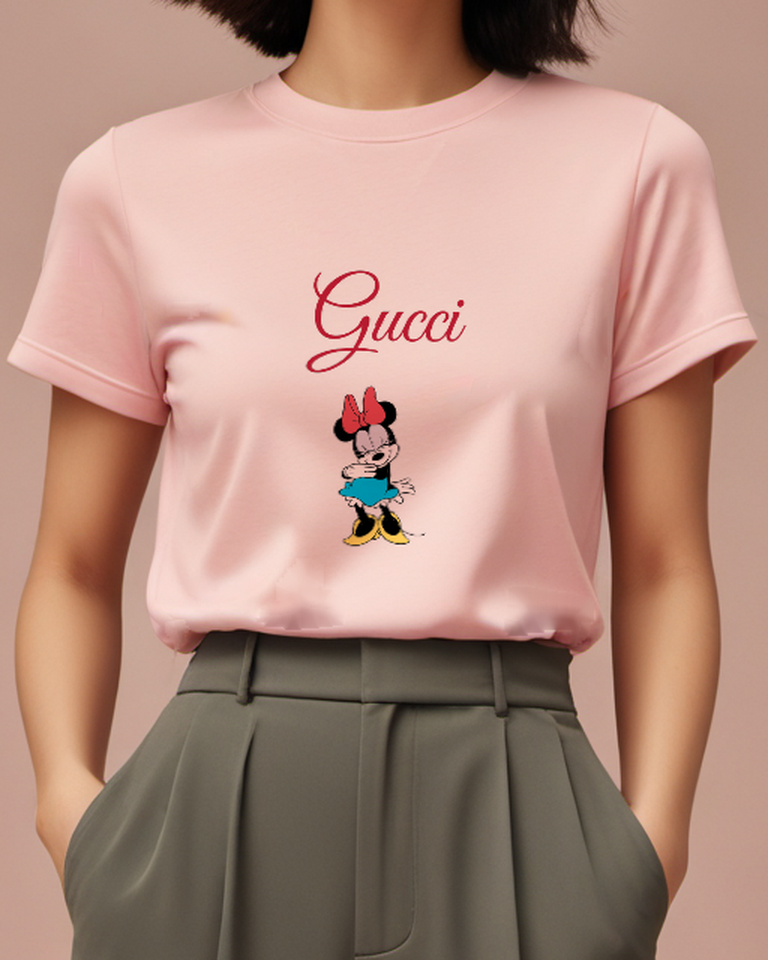 Blush Pink Mouse Turquoise Skirt Graphic T-Shirt - model wearing view