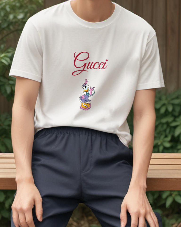 Light Gray Flapper Style Daisy Duck Graphic T-Shirt - model wearing view