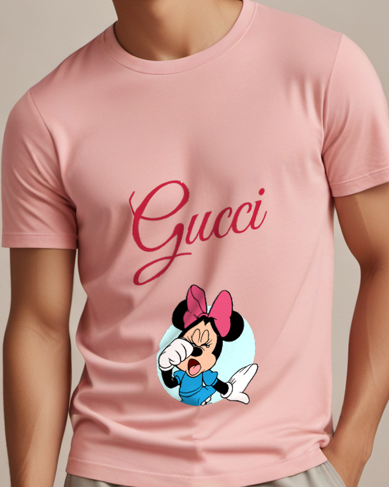 Blush Pink Minnie Mouse Crying With Hand Over Eye Graphic T-Shirt - model wearing view