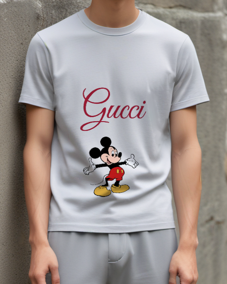 Pale Lavender Mouse Graphic T-Shirt - model wearing view
