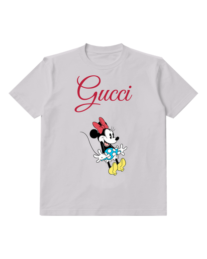 Light Gray Minnie Mouse Holding Polka Dot Ball Graphic T-Shirt - front product view