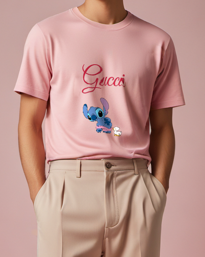 Blush Pink Bunny Graphic T-Shirt - model wearing view