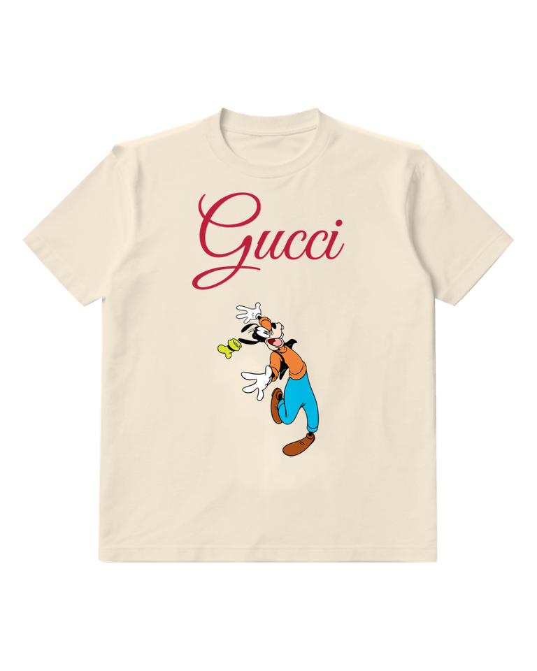 Ivory Goofy Jumping With Hat Flying Off Graphic T-Shirt - front product view