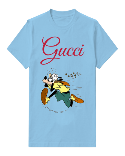 Sky Blue Goofy Running Away From Bees Graphic T-Shirt - front product view
