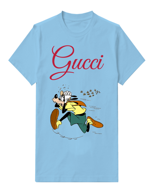 Sky Blue Goofy Running Away From Bees Graphic T-Shirt - front product view