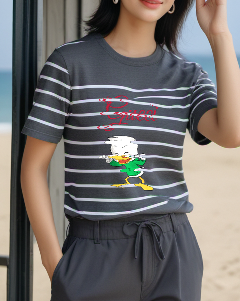 Charcoal Green Shirt Duck Graphic T-Shirt - styled view 1