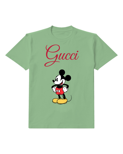 Sage Green Classic Mickey Mouse Standing Confidently Graphic T-Shirt - front product view