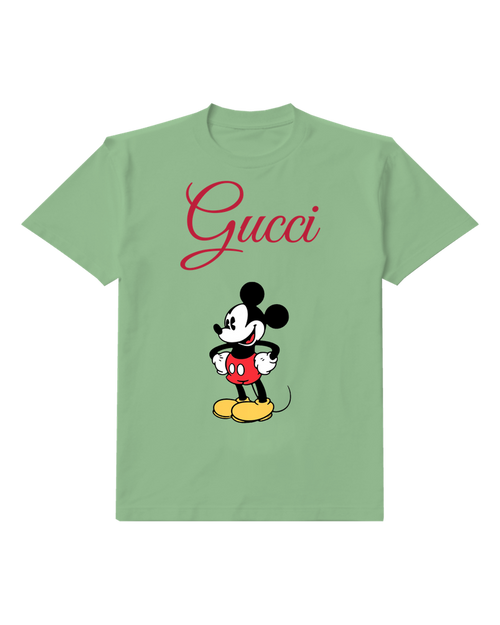 Sage Green Classic Mickey Mouse Standing Confidently Graphic T-Shirt - front product view