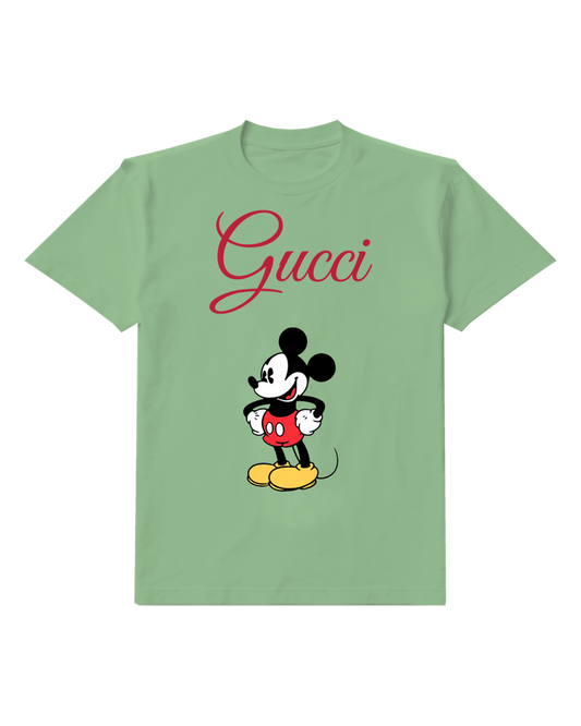 Sage Green Classic Mickey Mouse Standing Confidently Graphic T-Shirt - front product view