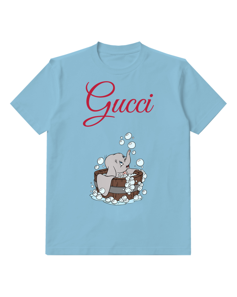 Sky Blue Elephant Bubble Bath Graphic T-Shirt - front product view