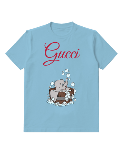 Sky Blue Elephant Bubble Bath Graphic T-Shirt - front product view
