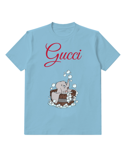 Sky Blue Elephant Bubble Bath Graphic T-Shirt - front product view
