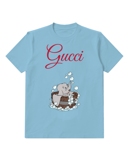 Sky Blue Elephant Bubble Bath Graphic T-Shirt - front product view