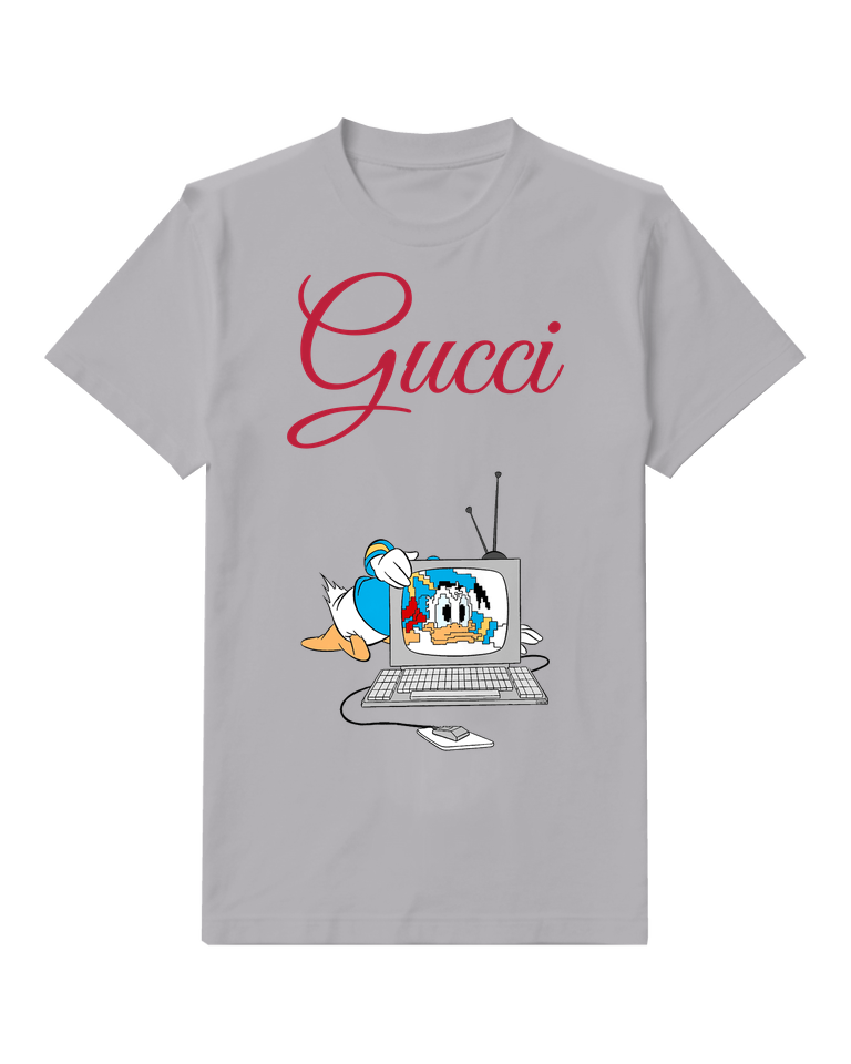Gray Donald Duck On Computer Graphic T-Shirt - front product view