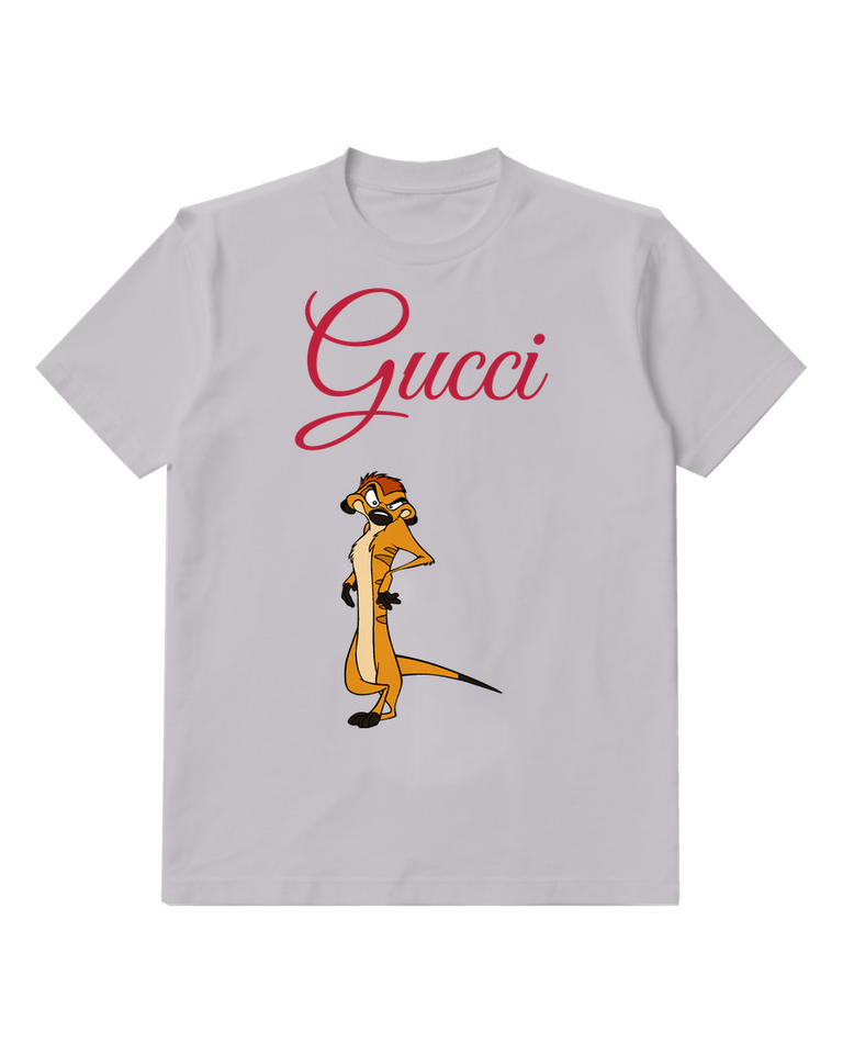 Light Gray Timon Standing Upright Arms Crossed Graphic T-Shirt - front product view