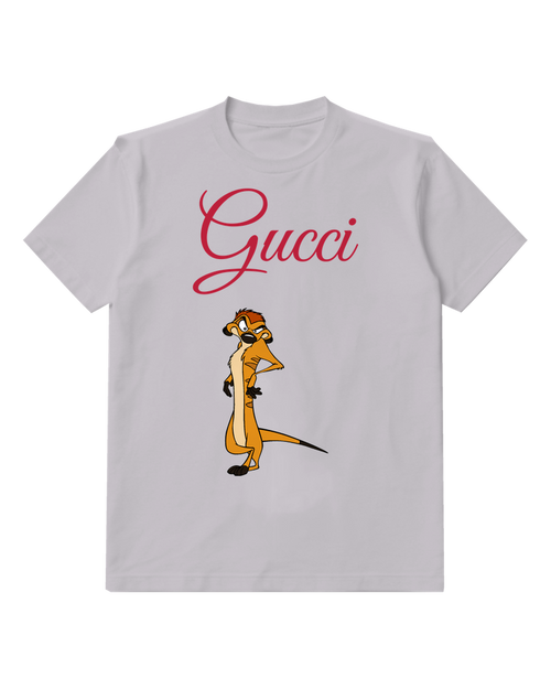 Light Gray Timon Standing Upright Arms Crossed Graphic T-Shirt - front product view