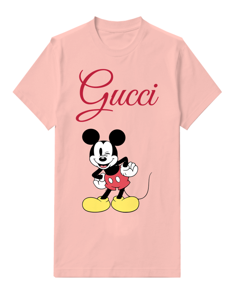 Blush Pink Mickey Mouse Winks Cheerfully Graphic T-Shirt - front product view