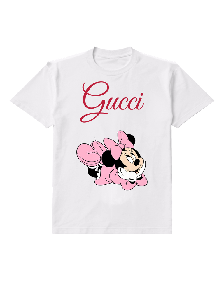 White Minnie Mouse Lying On Back Graphic T-Shirt - front product view