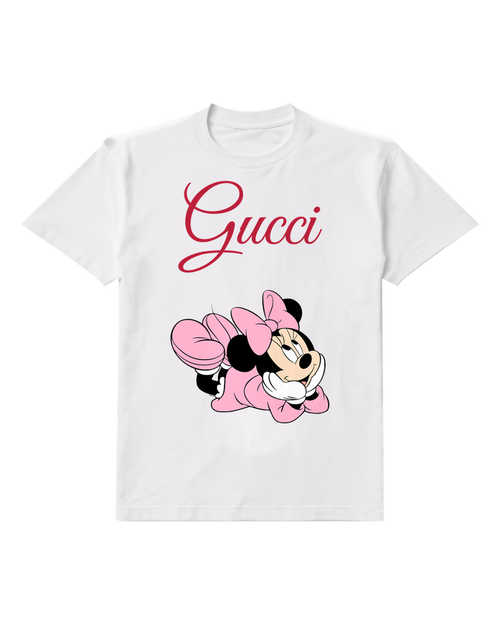 White Minnie Mouse Lying On Back Graphic T-Shirt - front product view
