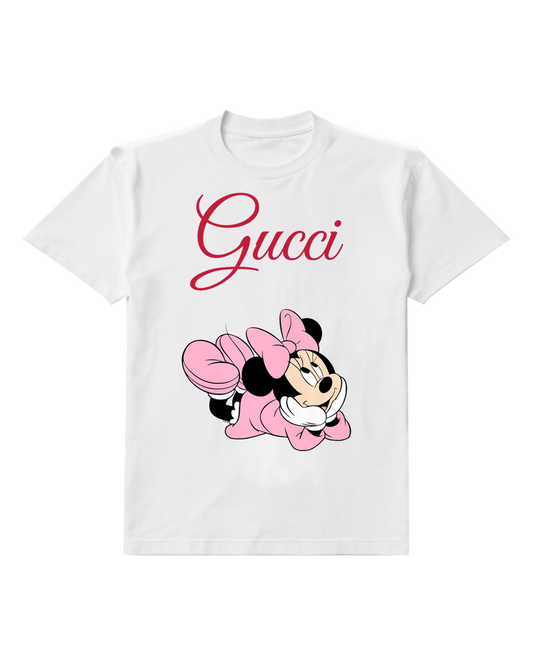 White Minnie Mouse Lying On Back Graphic T-Shirt - front product view