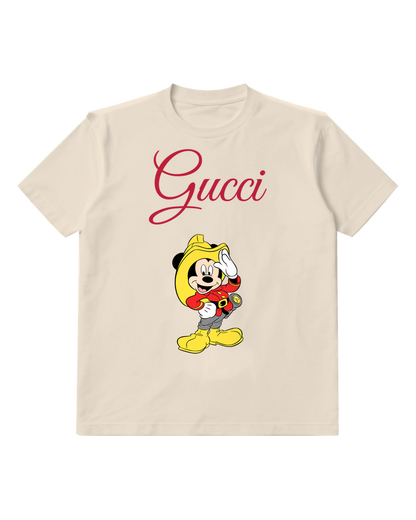 Ivory Mouse Yellow Hood Red Cup Graphic T-Shirt - front product view