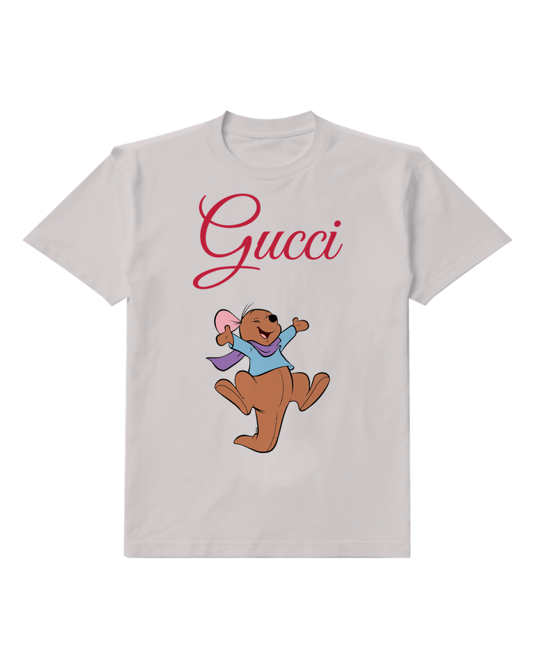 Light Gray Roo Jumping Joyfully In Air Graphic T-Shirt - front product view