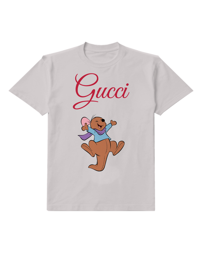Light Gray Roo Jumping Joyfully In Air Graphic T-Shirt - front product view