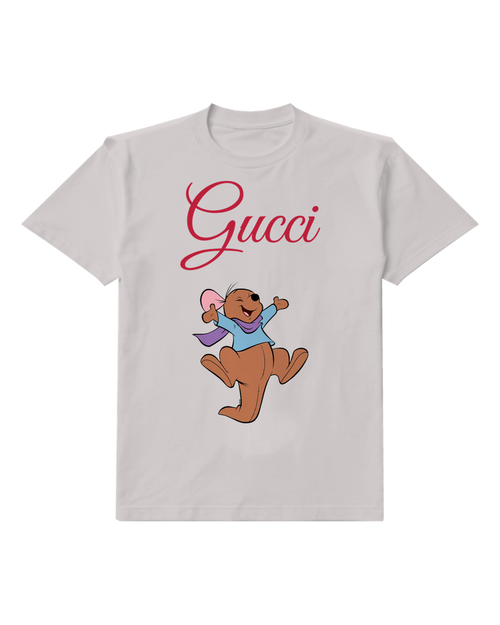 Light Gray Roo Jumping Joyfully In Air Graphic T-Shirt - front product view