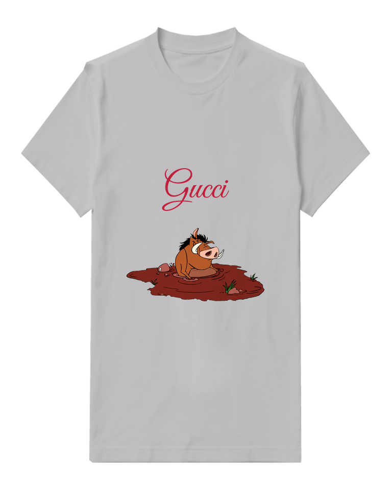 Light Gray Pumbaa In Mud Puddle Graphic T-Shirt - front product view