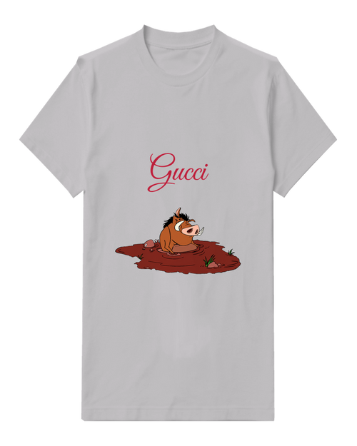 Light Gray Pumbaa In Mud Puddle Graphic T-Shirt - front product view