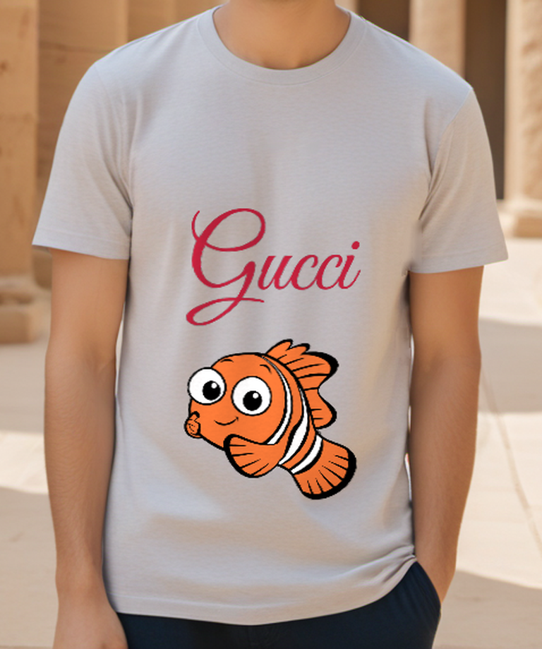 Light Gray Orange Clownfish Graphic T-Shirt - styled view 1