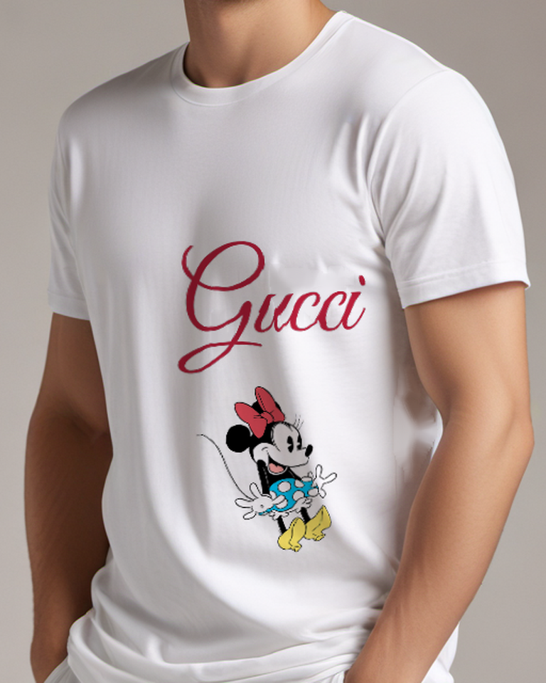 Light Gray Minnie Mouse Holding Polka Dot Ball Graphic T-Shirt - model wearing view