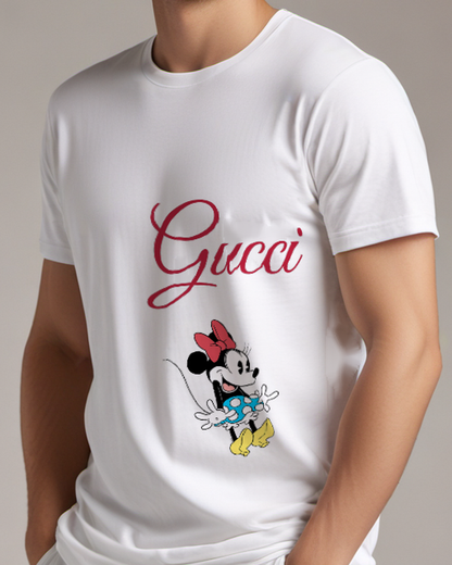 Light Gray Minnie Mouse Holding Polka Dot Ball Graphic T-Shirt - model wearing view