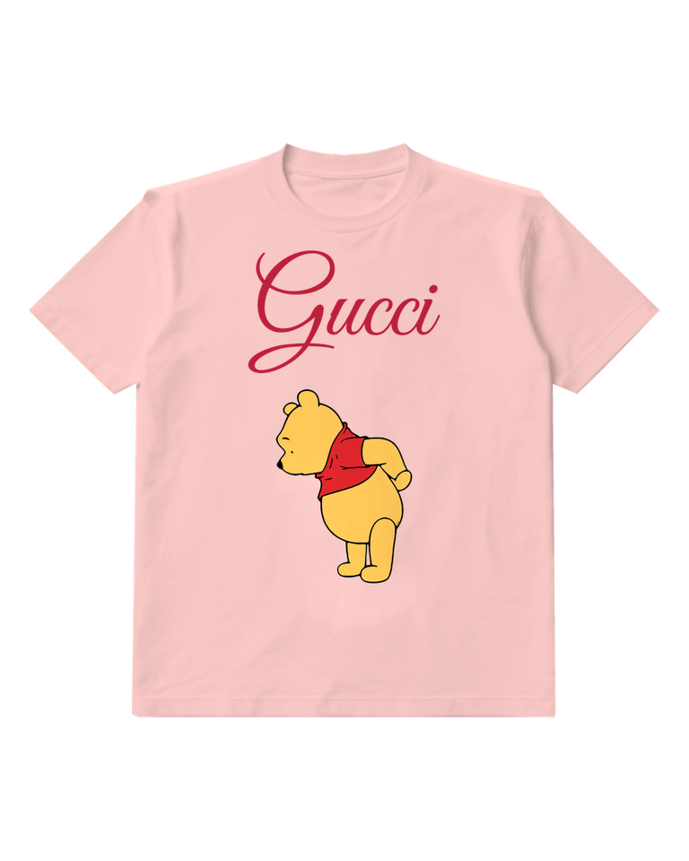 Blush Pink Winnie The Pooh Standing Sideways Graphic T-Shirt - front product view