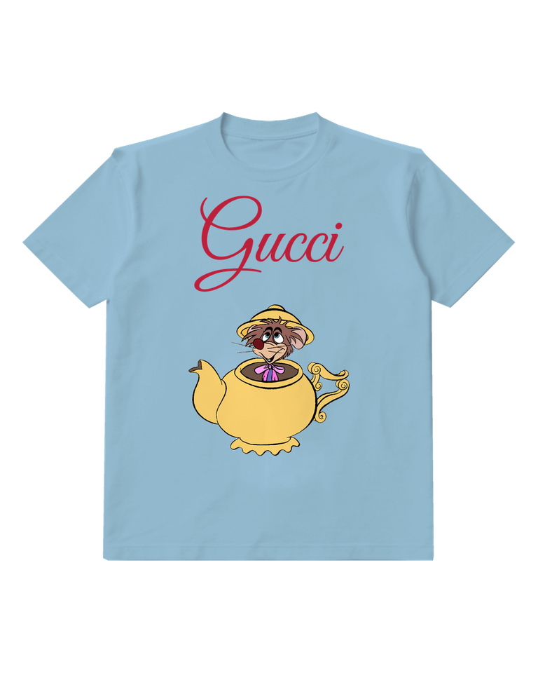Sky Blue Teapot Dwelling Mouse In Hat Graphic T-Shirt - front product view
