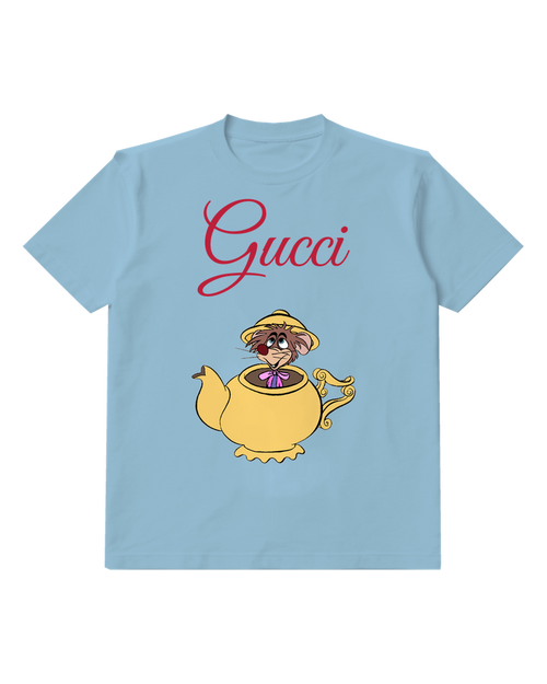 Sky Blue Teapot Dwelling Mouse In Hat Graphic T-Shirt - front product view