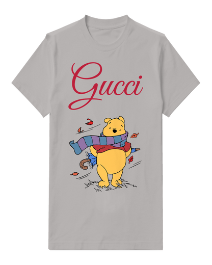 Light Gray Bear In Autumn Scarf Graphic T-Shirt - front product view