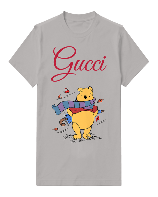 Light Gray Bear In Autumn Scarf Graphic T-Shirt - front product view