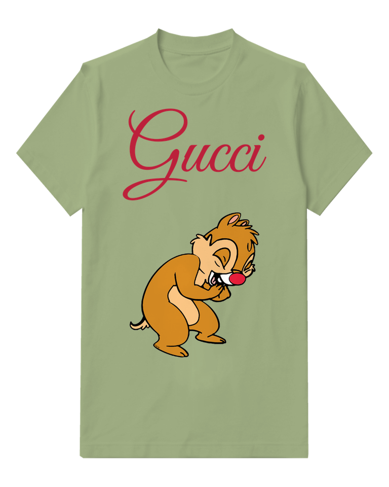 Olive Green Chipmunk Laughing With Hands Clasped Graphic T-Shirt - front product view