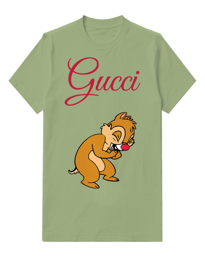 Olive Green Chipmunk Laughing With Hands Clasped Graphic T-Shirt - front product view
