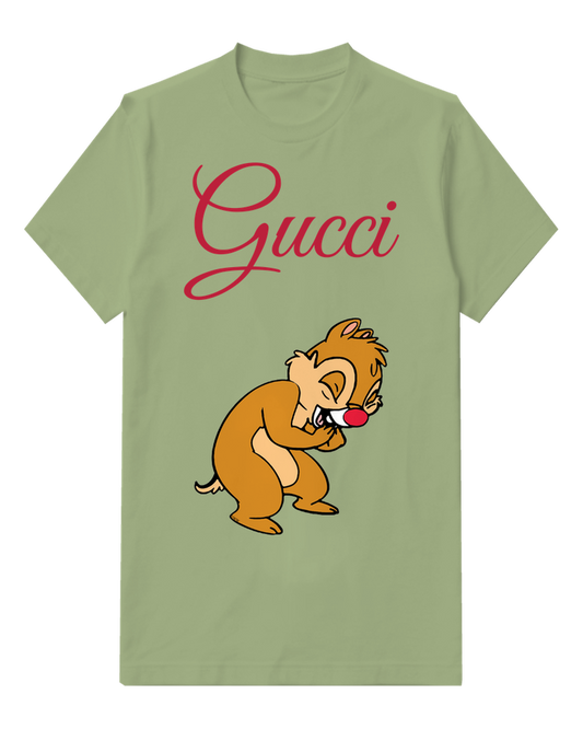 Olive Green Chipmunk Laughing With Hands Clasped Graphic T-Shirt - front product view