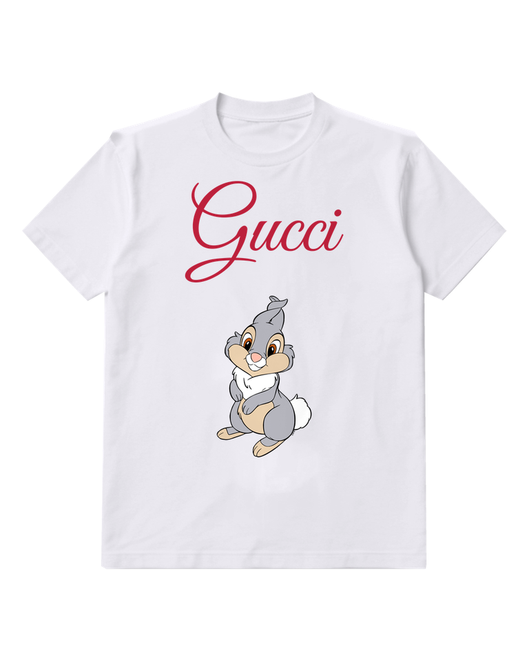 White Small Seated Rabbit Graphic T-Shirt - front product view