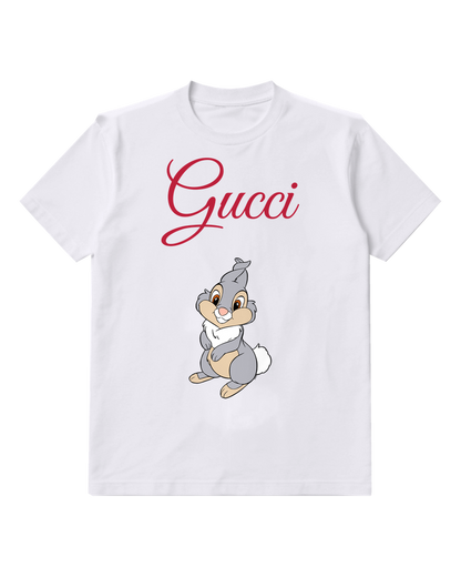 White Small Seated Rabbit Graphic T-Shirt - front product view
