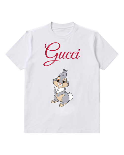 White Small Seated Rabbit Graphic T-Shirt - front product view