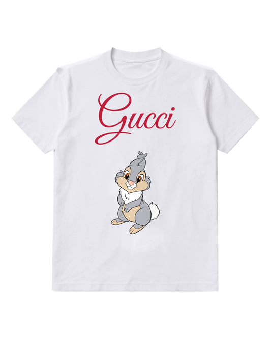 White Small Seated Rabbit Graphic T-Shirt - front product view