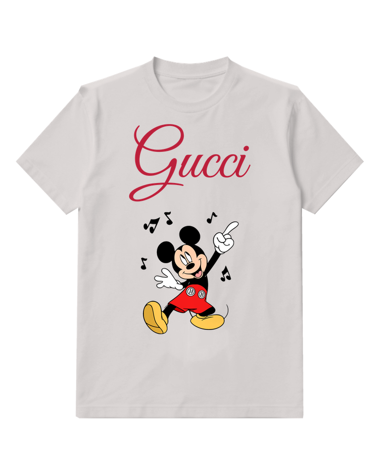 Light Gray Mouse Dancing Music Notes Graphic T-Shirt - front product view