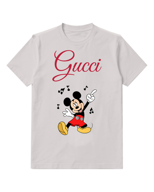 Light Gray Mouse Dancing Music Notes Graphic T-Shirt - front product view