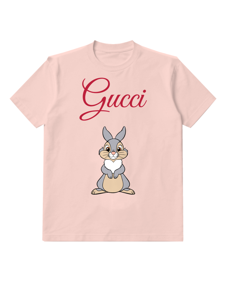 Blush Pink Rabbit Paws On Chest Graphic T-Shirt - front product view